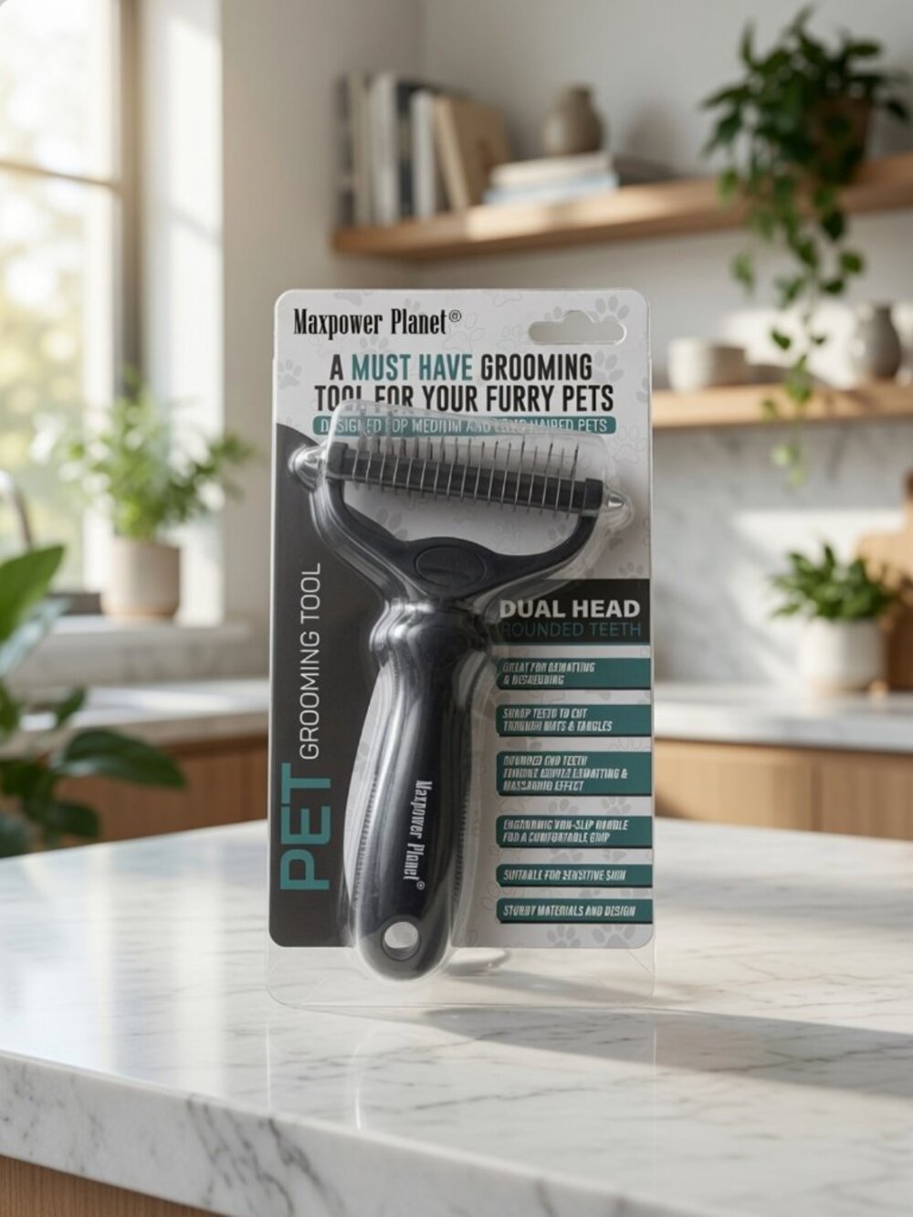 Maxpower Planet Pet Grooming Tool Dual Head Deshedding Rake